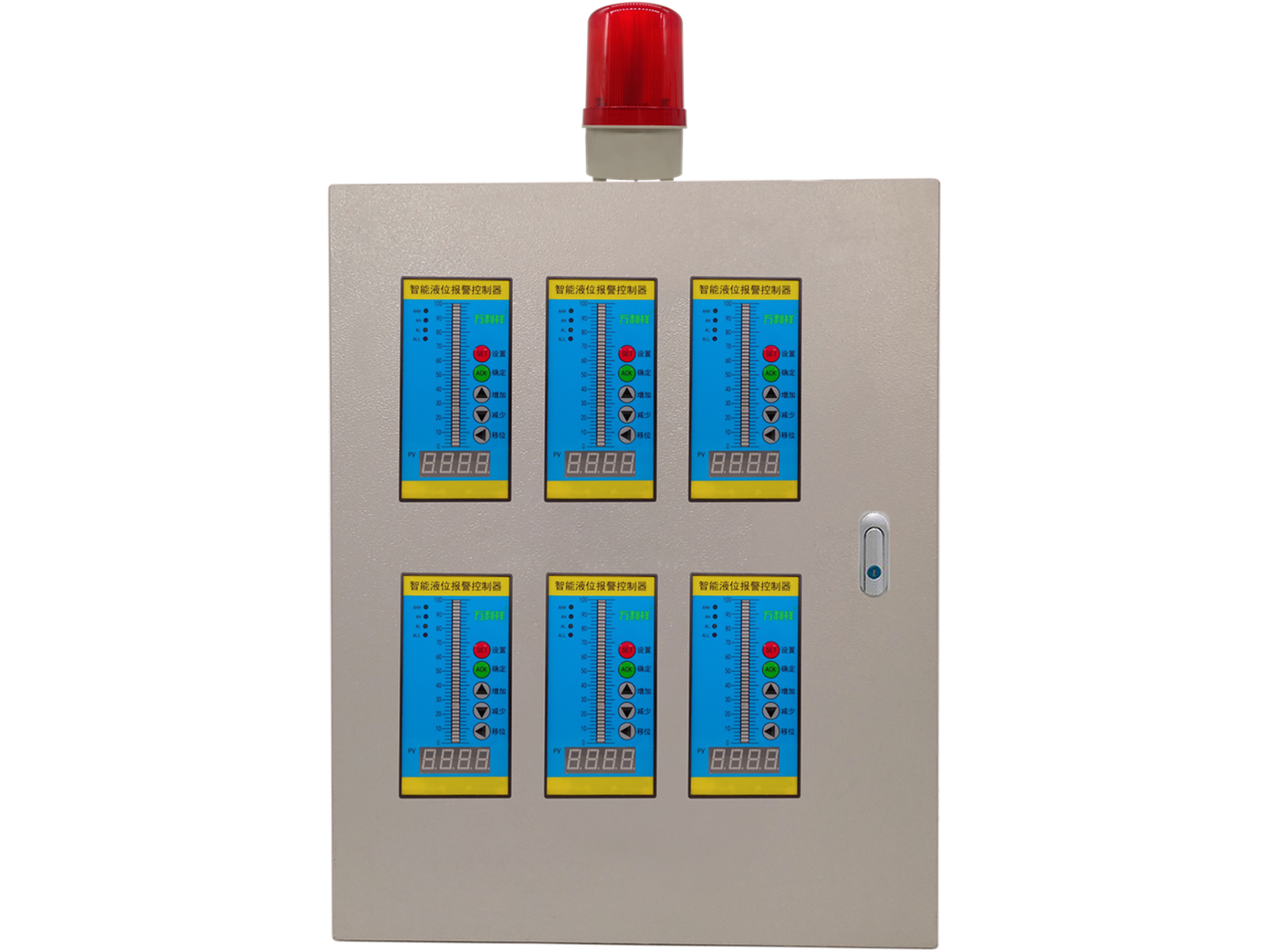六路液位显示语音报警控制器铁箱款（竖版）